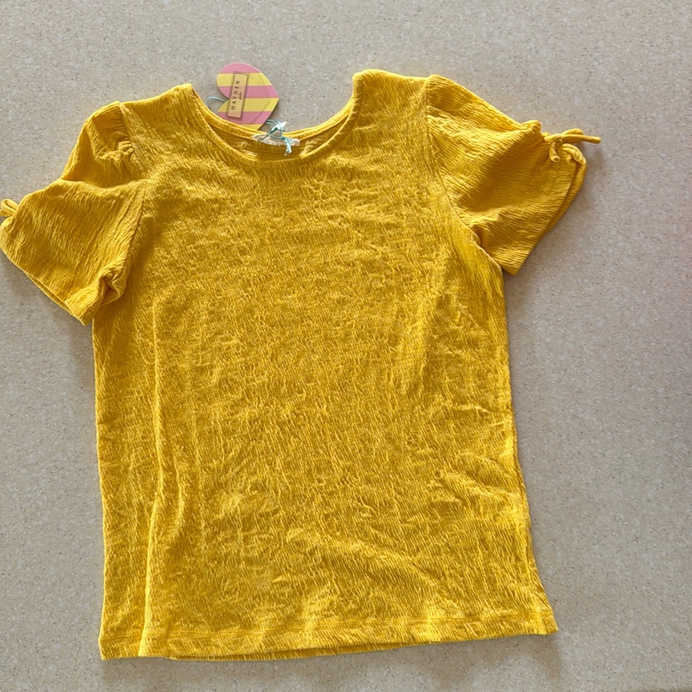 Hayden Girls Yellow Puff Sleeve - Size Large NWT